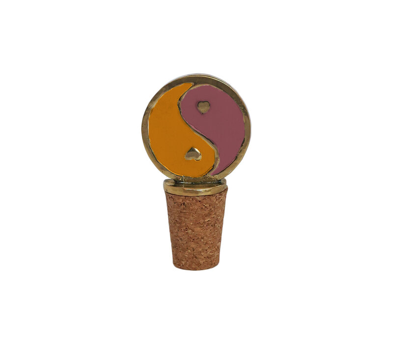 Bottle Stopper Messing Yinyang Pink Orange