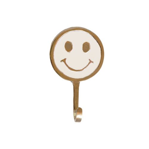 Haak Messing Smiley Wit 