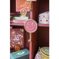 Haak Messing Smiley Roze