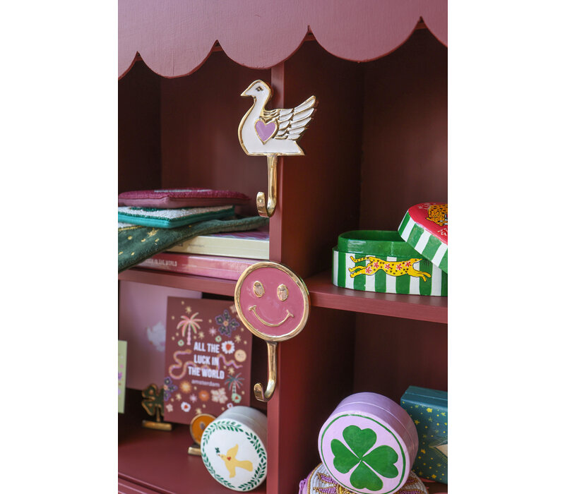 Hook Brass Smiley Pink