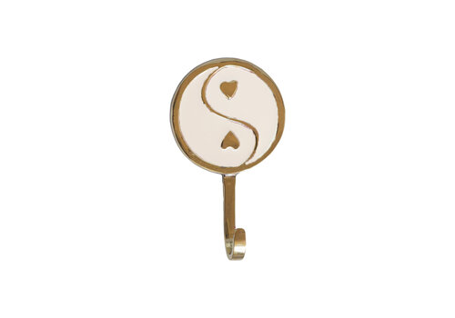 All the Luck in the World Hook Brass Yinyang White