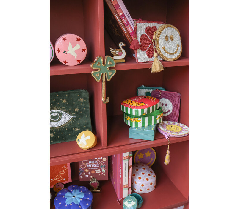 Vierkante Etui Smiley Bordeauxrood