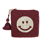 All the Luck in the World Vierkante Portemonnee Smiley Bordeauxrood