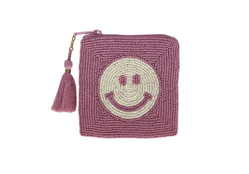 All the Luck in the World Square Wallet Smiley Pink