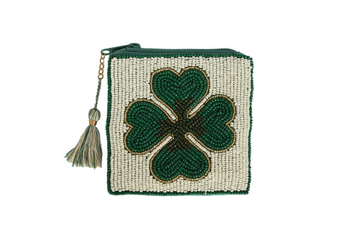 All the Luck in the World Square Wallet Lucky Clover Green