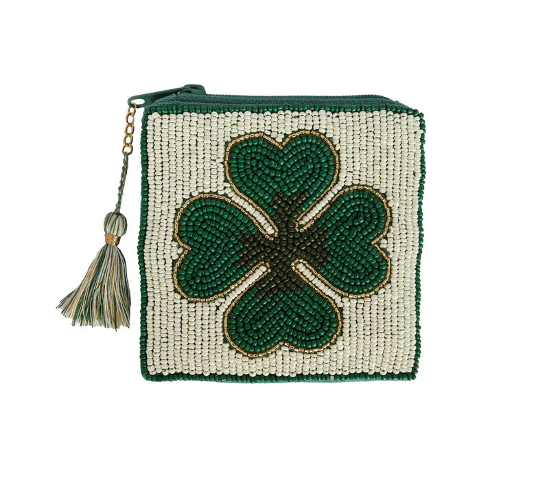 Square Pouch Lucky Clover Green