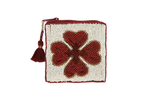 All the Luck in the World Square Wallet Lucky Clover Burgundy
