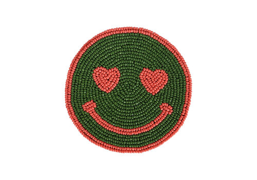 All the Luck in the World Coaster Green Smiley Pink Eyes