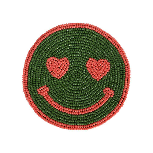 Onderzetter Groene Smiley Roze Ogen 