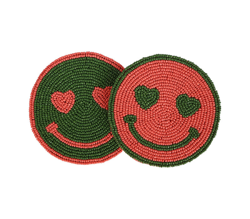 Coaster Green Smiley Pink Eyes