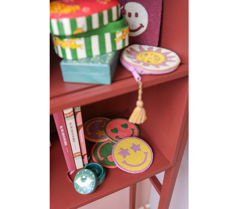 Coaster Green Smiley Pink Eyes
