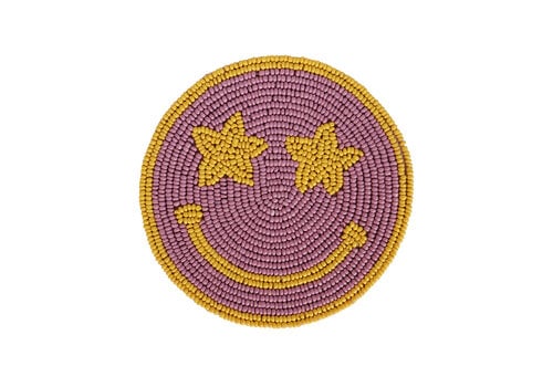 All the Luck in the World Onderzetter Lila Smiley Gele Ogen