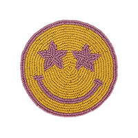 Onderzetter Gele Smiley Lila Ogen