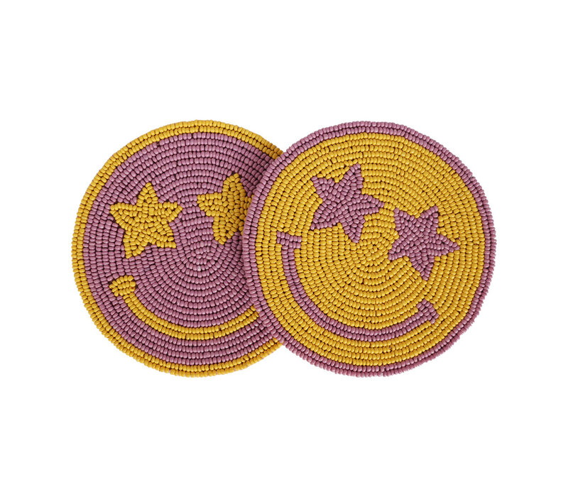 Coaster Yellow Smiley Lilac Eyes