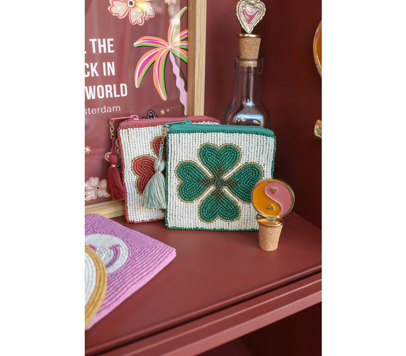 Square Pouch Lucky Clover Green