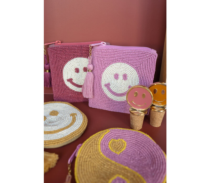 Vierkante Etui Smiley Pink