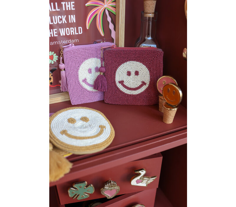 Square Pouch Smiley Burgundy