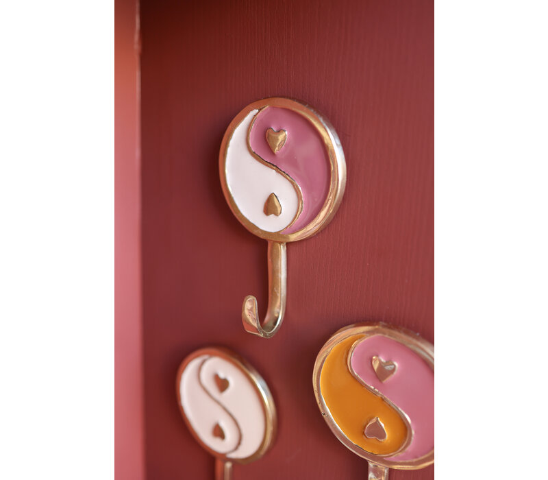 Hook Brass Yinyang Pink White