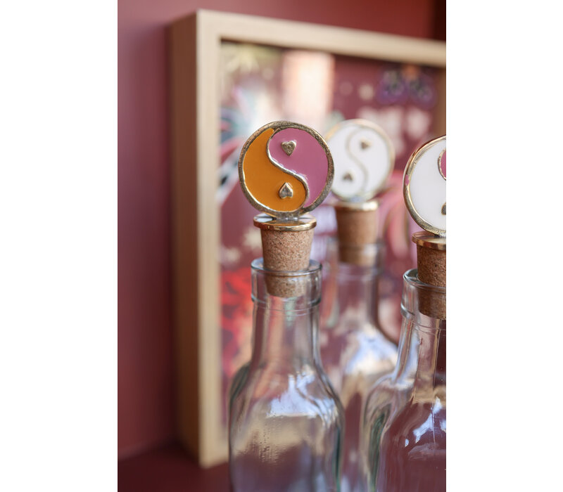 Bottle Stopper Messing Yinyang Pink Orange