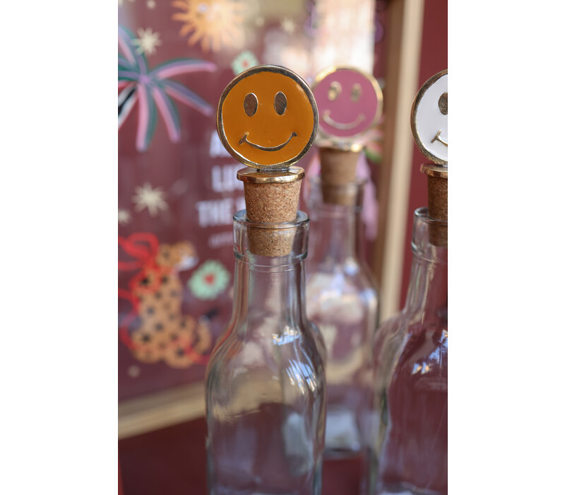 Bottle Stopper Messing Smiley Orange