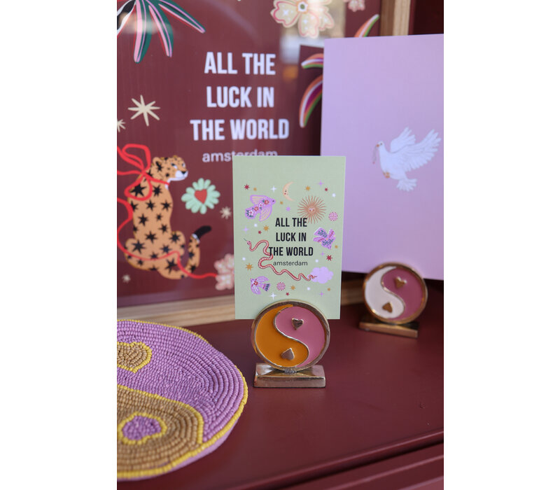 Cardholder Brass Yinyang Orange Lilac