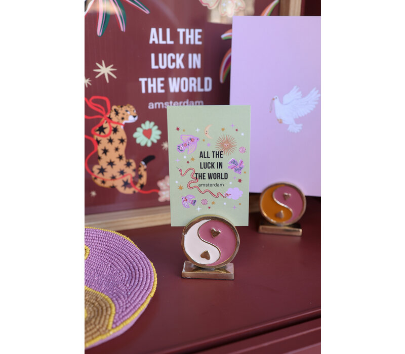 Cardholder Brass Yinyang Pink White