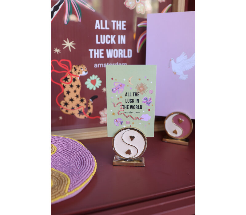 Kaarthouder Messing Yinyang Wit