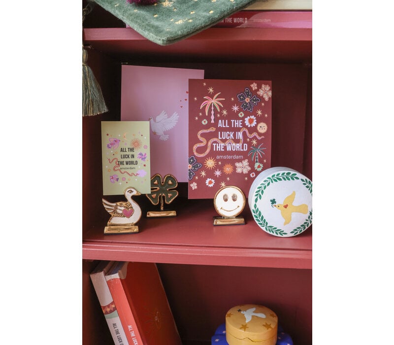 Cardholder Brass Smiley White