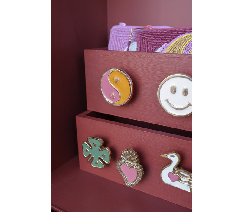 Deurknop Messing YinYang Oranje Roze