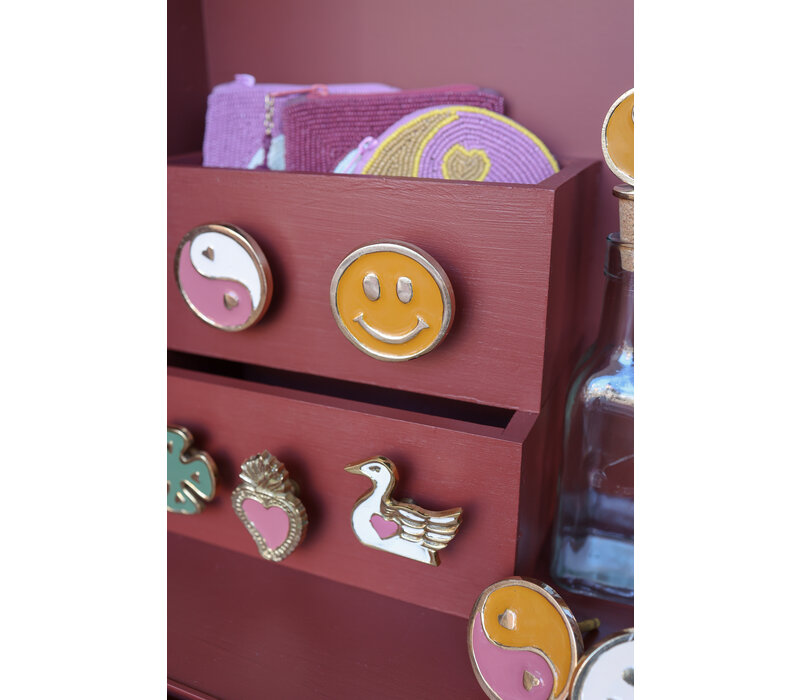 Deurknop Messing Smiley Oranje