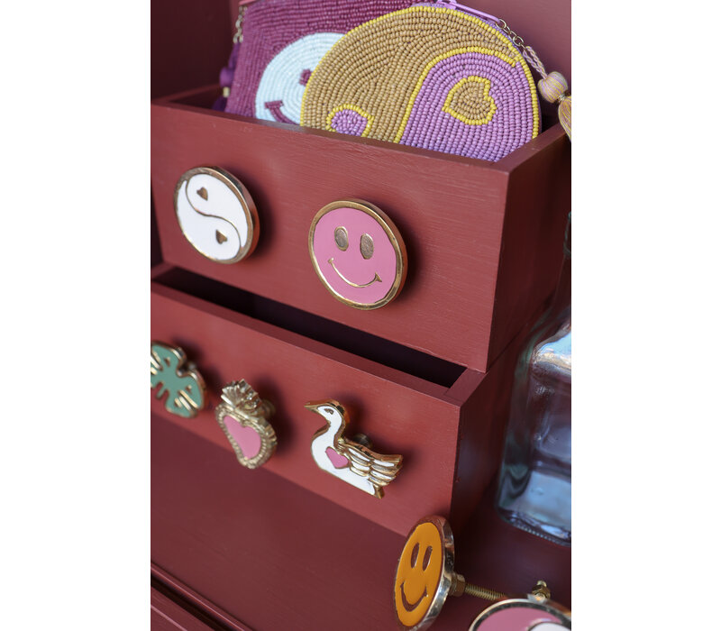 Doorknob Brass Smiley Pink