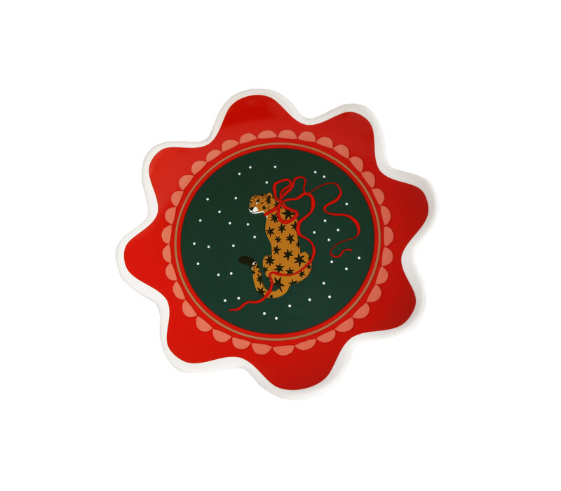 Serving Plate Leopard and Bow