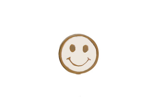 All the Luck in the World Deurknop Messing Smiley Wit