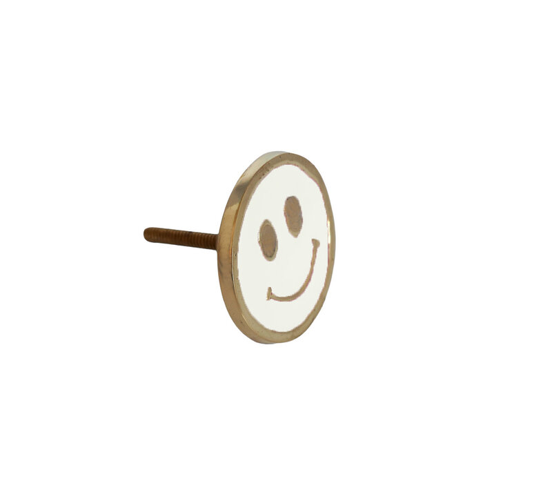 Doorknob Brass Smiley White