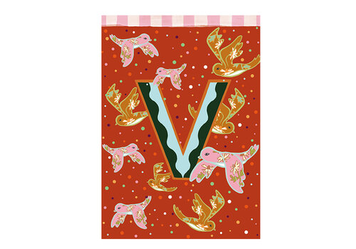 All the Luck in the World Kaart Monogram - V