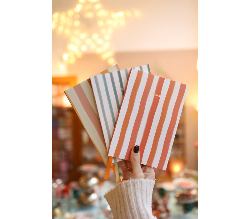 Small Notebook Journal with Stripes Orange Beige