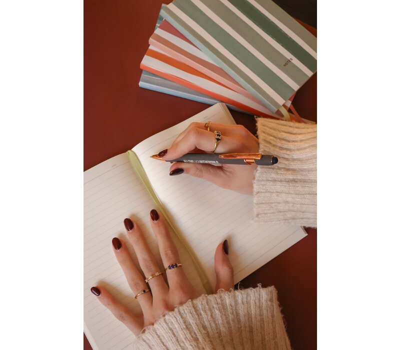 Small Notebook Journal with Stripes Orange Beige