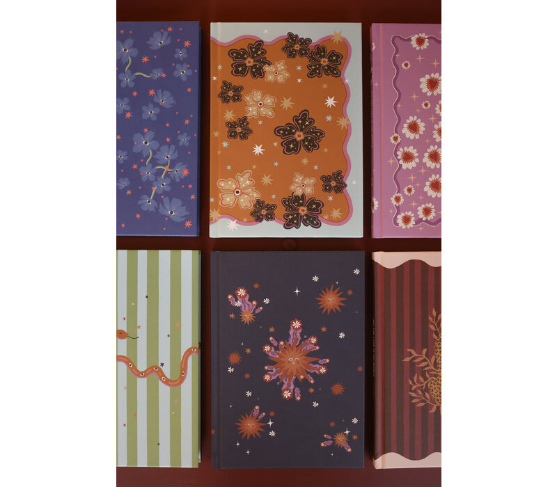 Notitieboekje Donkerblauw Zon Bloemen