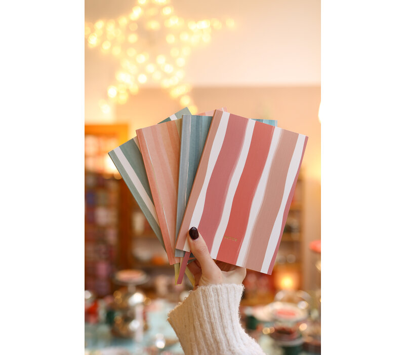 Klein Notitieboekje Notes met Strepen Pink Beige