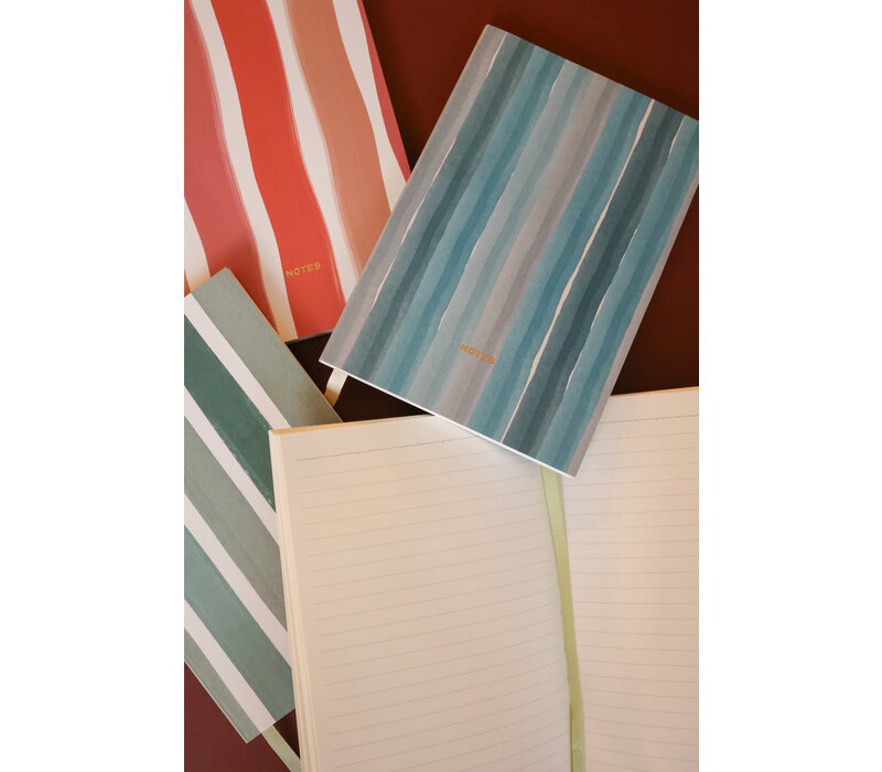 Small Notebook Notes with Stripes Green White