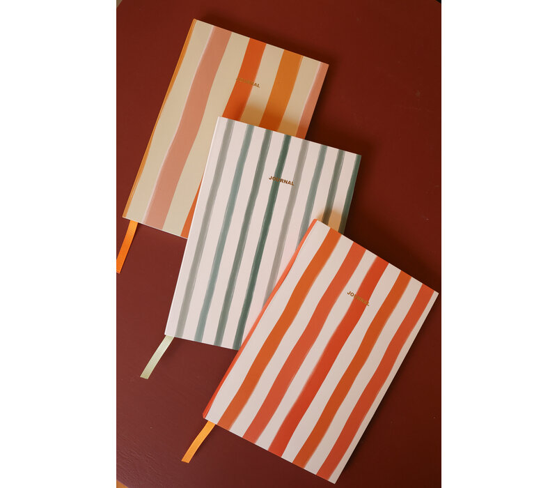 Klein Notitieboekje Journal met Strepen Oranje Wit