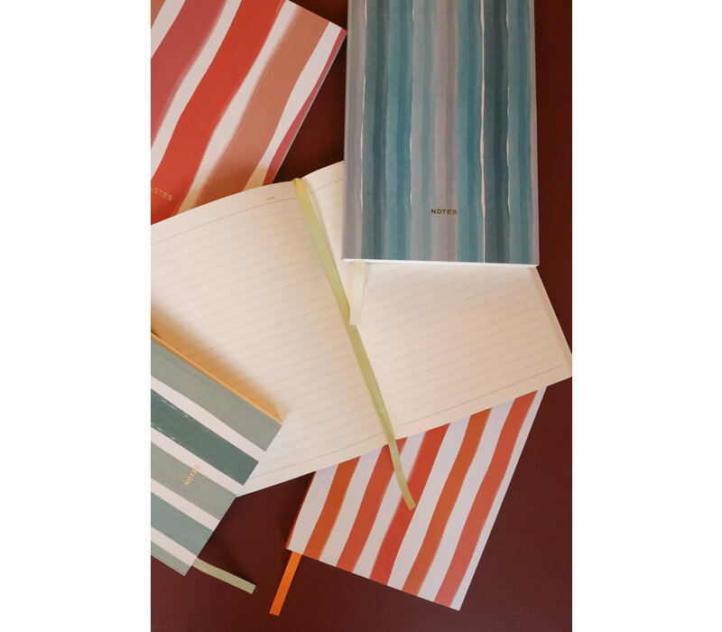 Klein Notitieboekje Journal met Strepen Oranje Wit