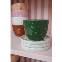 Large Green Cup Multi Flowers