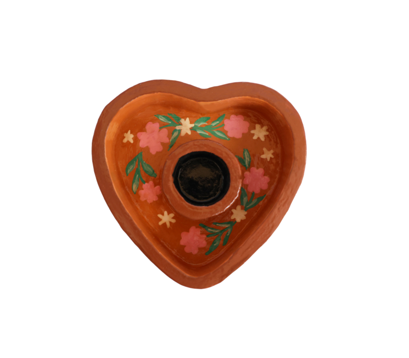 Kaarsenhouder Hart met Bloemen