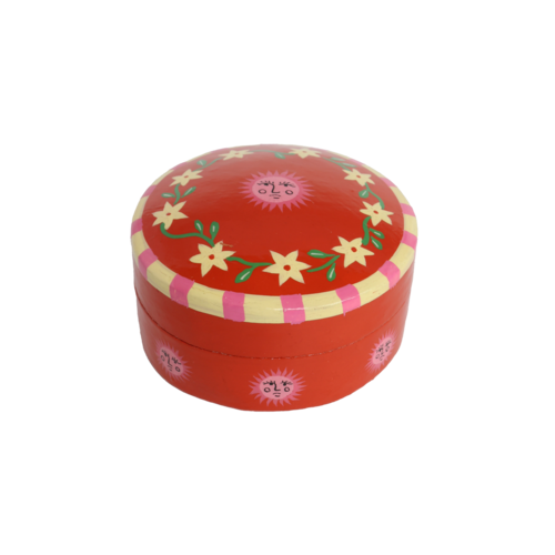 Round Box with Flowers and Suns 