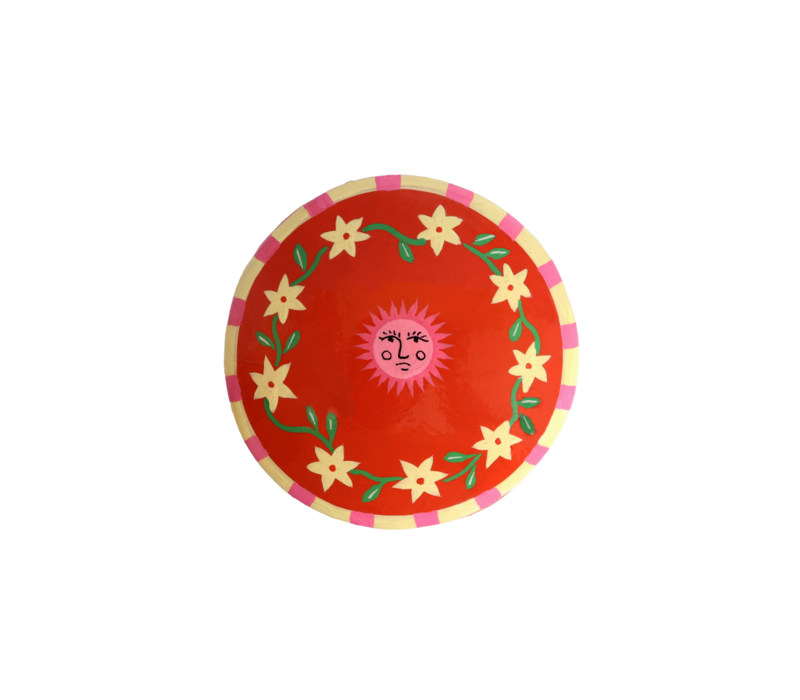 Round Box with Flowers and Suns