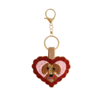 Beaded Keychain - Heart with Dog