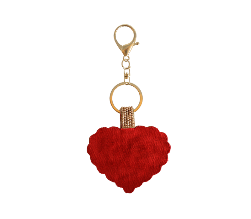 Beaded Keychain - Heart with Dog