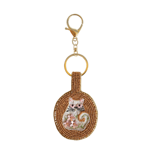 Beaded Keychain - Cat 