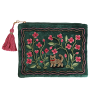 Big Beaded Wallet -  Cat and Flowers